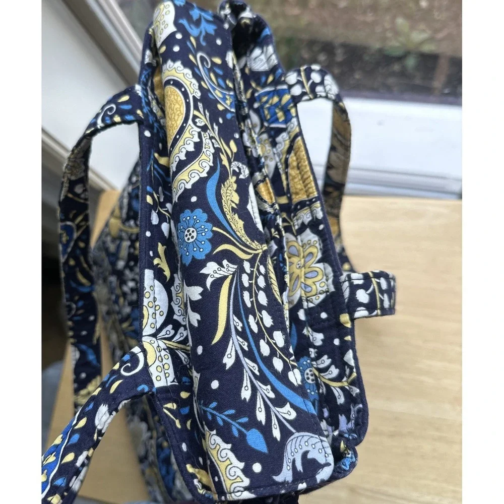 Vera Bradley Ellie Laptop Travel Tote Bag 15x11.5 Inch Blue Checkpoint Friendly